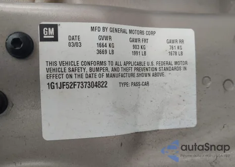 2003 Chevrolet Cavalier Ls z USA, uszkodzony, nr VIN 1G1JF52F737304822